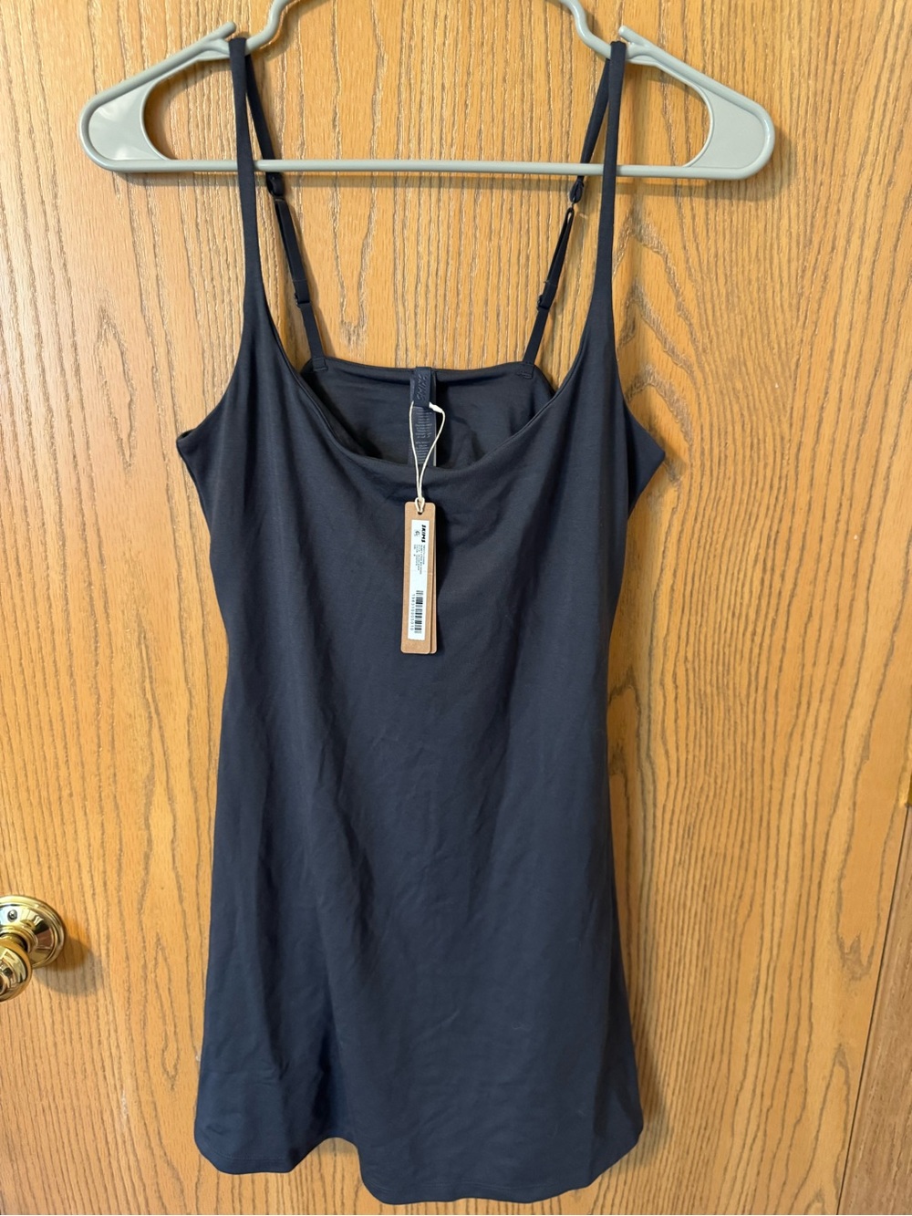 SKIMS Black Slip Chemise with Adjustable Straps